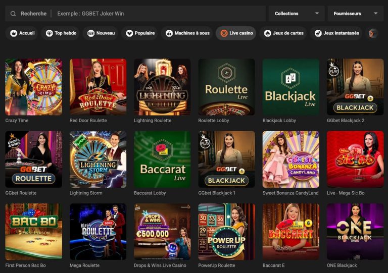 GGbet Casino jeux live
